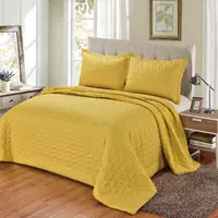 Bông màu tinh khiết được trải giường bằng chăn 3 lớp trải giường mùa hè màu vàng mát 220cmx240cm ba mảnh - Trải giường chăn trải giường