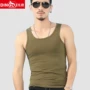 Áo vest nam kiểu dáng Slim Slim nam đẹp trai vest trắng làm mới vest vuông XL không có dấu vết đào tạo áo thun - Áo vest áo sát nách nữ