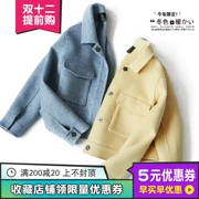 Quần áo phụ nữ Nhật Bản! 2018 mùa đông mới áo khoác len hai mặt đoạn ngắn gà nhỏ lông màu vàng len - Áo khoác ngắn