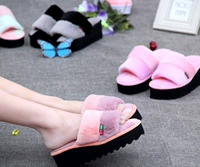 Демисезонные высокие тапочки, нескользящая удерживающая тепло милая обувь на платформе, в корейском стиле