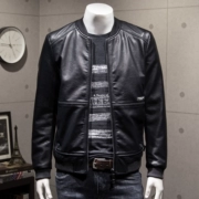 Mr. Qi 2018 xuân hè mới áo khoác da xe máy nam da nam trẻ trung Slim phiên bản Hàn Quốc đẹp trai