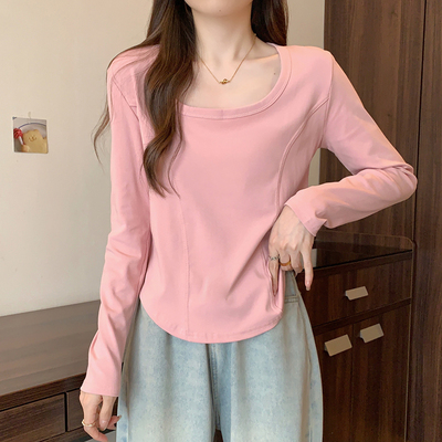 taobao agent Fashionable autumn T-shirt, white long-sleeve, top, plus size, fitted