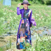Váy dài phong cách Trung Quốc phong cách dân tộc retro phong cách dân tộc mới của phụ nữ cotton và vải lanh vành đai mùa thu - váy đầm