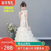 Cô gái đuôi cá váy xám công chúa váy đuôi cá catwalk chủ solo váy guzheng 琵琶 trình diễn váy mùa thu váy xòe cho bé gái 