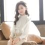 Quần áo trẻ em 2019 mùa xuân Hàn Quốc Cô gái bông trắng Đèn lồng tay áo Big Boy đứng cổ áo sơ mi lỏng lẻo - Áo sơ mi áo cho bé gái