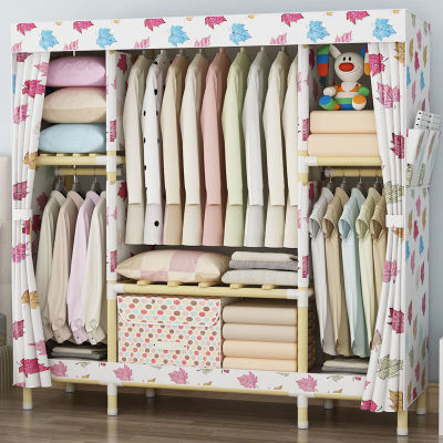 家用实木质组装简易衣柜出租房结实耐用网红卧室全挂布衣柜子