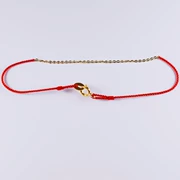 Một phần ba dây chuyền vàng 18K + 0,3mm dây thừng màu đỏ rất đẹp được dệt thủ công vòng tay nữ vòng tay dây nhỏ