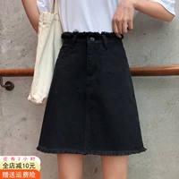 Джинсовая черная юбка, зимний шерстяной сексуальный свитер, осенняя, 2021 года, А-силуэт