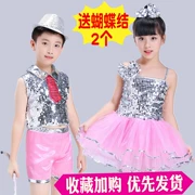 Trẻ em sequin jazz trang phục cô gái nhảy hiện đại trang phục váy trẻ em mới fluffy trình diễn sàn catwalk