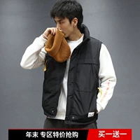 Macheda mùa đông cotton vest nam Nhật Bản cổ áo dụng cụ vest đường phố áo khoác không tay màu đen áo ba lỗ tanktop nam