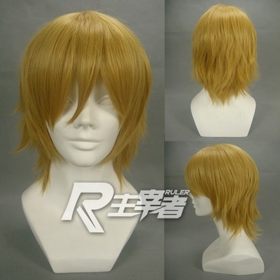 taobao agent The master cosplay wig yellow universal face anti -warp, short hair anime wig 199a