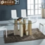Hiện đại đơn giản kính cường lực tròn bàn ăn nhà hàng đá cẩm thạch tự nhiên travertine nhà máy sản xuất trực tiếp tùy chỉnh - FnB Furniture bàn ghế uống trà nhỏ