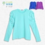 Quần áo bé gái lớn tay áo thun cotton dài tay xuân hè 2018 áo mới chạm đáy phiên bản Hàn Quốc của nữ sinh thủy triều cổ tròn quần áo trẻ em
