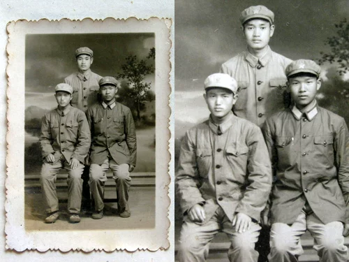 Старая коллекция фотографий 1311d03-50 В 1950-х годах, три фотографии моего военного воина 8-5,5 см