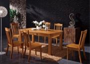 Ưu đãi đặc biệt Đồ nội thất bằng gỗ Bàn ăn và ghế gỗ nguyên khối Bàn ăn gỗ sồi kết hợp Bàn ăn hình chữ nhật 825 - Bộ đồ nội thất