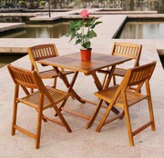 Gỗ rắn bàn gấp và ghế kết hợp đồ gỗ ngoài trời ban công vườn giải trí bàn ghế sân ngoài trời chống ăn mòn bàn gỗ và ghế
