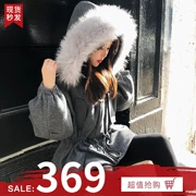 Sơn Sơn mùa thu và mùa đông mới của Hàn Quốc phiên bản của có thể tháo rời cổ áo lông thú dây kéo eo dây kéo phần ngắn coat coat nữ