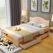 Khung cấu trúc 2 mét mà không cần hướng dẫn cài đặt 1,5 mét chạm khắc giường đôi rắn gỗ thông giường 1 giường loại đơn giản