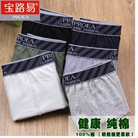 Po đáng tin cậy Louis boxer quần lót M 100% cotton single bông Straight eo eo rộng mép thấm rắn quần sip nam