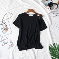 Dissipate văn học bầu không khí ~ 18 mùa hè tắt vai ngắn tay áo mỏng vòng cổ áo T-Shirt 804FG88123 lưu huỳnh áo phông nữ rộng