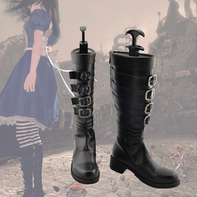 taobao agent Alice's crazy return to all black exclusive original COSPLAY shoes COS shoes number A24