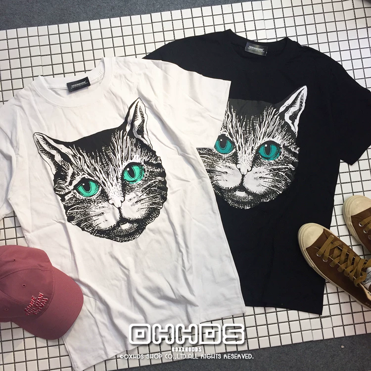 Короткая хлопковая футболка с коротким рукавом для студентов, оверсайз
