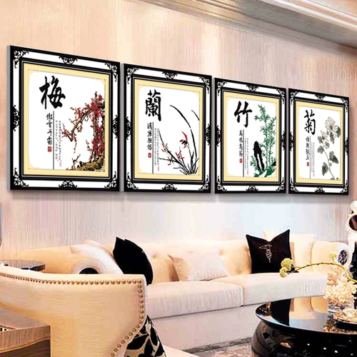 Meilan Bamboo Chrysanthemum Crossing 2021 Новая линейная вышиваемая четырехсельная серия живописи простые современные маленькие части маленькие ручные работы