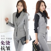 XL phụ nữ vest phù hợp với phụ nữ ăn mặc phỏng vấn overalls khách sạn lễ tân vest đồng phục ngân hàng - Bộ đồ