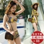 Áo tắm chia đôi Hàn Quốc nữ ba mảnh thép tấm kích thước ngực tập hợp áo voan boxer bikini bãi biển áo tắm - Bộ đồ bơi hai mảnh bộ đồ bơi nữ 2 mảnh	