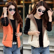 Phiên bản Hàn Quốc của áo vest cotton tự trồng trùm đầu mùa thu và mùa đông ấm áp áo khoác ngắn vest nữ