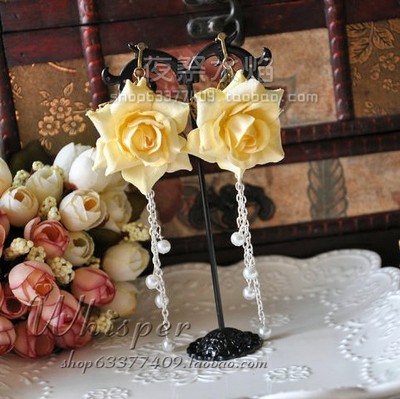 taobao agent Retro earrings, ear clips, Lolita style, flowered
