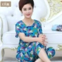 Mẹ nạp bông nhân tạo mùa hè có thể mặc bông lụa đồ ngủ nữ bông lụa ngắn tay phù hợp với hai mảnh kích thước lớn dịch vụ nhà bộ đồ mặc nhà phong cách Hàn Quốc