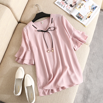 taobao agent Summer clothing, shiffon jacket, plus size, 2018, V-neckline
