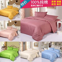 Màu sắc đặc biệt màu tinh khiết khách sạn bộ đồ giường khách sạn cotton quilt cover sheets giường bông quilt cover mảnh duy nhất bộ chăn ga gối đệm cưới