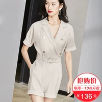 [136 nhân dân tệ mới] Fan Ximan 2018 mới jumpsuit mùa hè cao eo là mỏng phù hợp với cổ áo nữ quần short chuyên nghiệp thời trang công sở hàn quốc