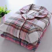 Mùa thu và mùa đông đơn giản kẻ sọc dày cotton nhung flannel nữ dài tay vài bộ đồ ngủ thiết lập dịch vụ nhà nam