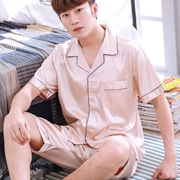 Đồ ngủ nam mùa hè băng lụa thanh niên ngắn tay mỏng đồ ngủ mùa hè Hàn Quốc phiên bản của lụa thực nhà dịch vụ phù hợp với XL