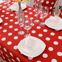 Khăn trải bàn mục vụ Cao cấp vải cotton bàn vải đơn giản bàn cà phê vải đỏ lớn sóng chấm khăn trải bàn đỏ