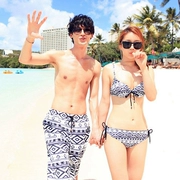 2014 kim cương đen trắng Hàn Quốc phù hợp với bikini bikini hai mảnh áo tắm bãi biển nam và nữ quần đi biển mùa hè - Vài đồ bơi