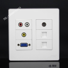 Розетка 120型六位面板 免焊接音视频vga电脑电话电视组合多媒体插座面板