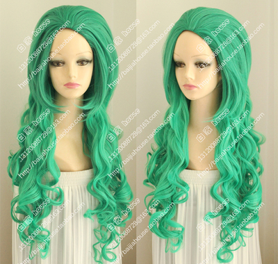 taobao agent COS wig greening green long curly curly hair without bangs air roll big wave anime prop wig