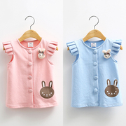 Bé bunny vest 2018 mùa thu mới trẻ em Hàn Quốc mặc cô gái mặc trẻ em bay tay áo vest wt-6161