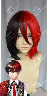 taobao agent Dream Kingdom and the sleeping 100 prince red heart, half red half black, face short hair anime cosplay wig