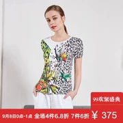 JUZUI 玖 姿 cửa hàng chính thức thị trường đích thực mùa hè mới bướm hit in màu khí mỏng áo sơ mi