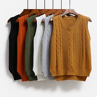 2018 mùa xuân và mùa thu và mùa đông Hàn Quốc phiên bản của áo len mới vest của phụ nữ cao đẳng gió đoạn ngắn tay áo thun dệt kim len vest đầm dài qua gối cho tuổi trung niên