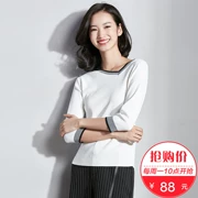 [88 nhân dân tệ giải phóng mặt bằng] Fan Ximan xiên cổ áo len áo len nữ 2018 mùa xuân mới của Hàn Quốc phiên bản của chiếc áo đáy áo len mỏng