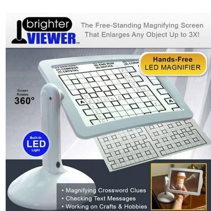 Более яркий просмотрщик светодиодный свет на 360 градусов вращение, увеличение зеркального кронштейна для чтения, увеличенный экран, старое зеркало -телевидение