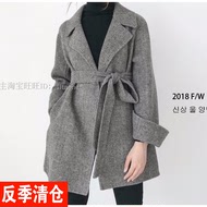 Hàn quốc người mới may lông cừu áo len cashmere coat thường xuyên vành đai thắt lưng ngắn với rơi vai cổ áo lớn nữ áo khoác dài nữ