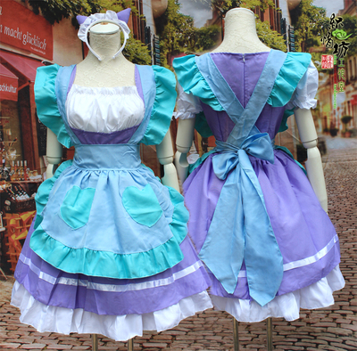 taobao agent The new 3 -piece set of new cute princess maid dress soft girl color cat ears maid cute cos maid costume