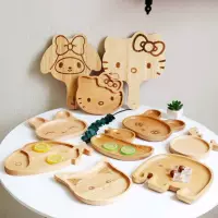 Nhật bản-phong cách bộ đồ ăn bằng gỗ phim hoạt hình sáng tạo trẻ em của tấm dễ thương khay gỗ lưới món ăn bằng gỗ snack tấm khay trà bằng gỗ